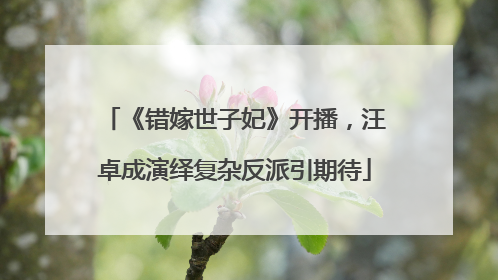 《错嫁世子妃》开播，汪卓成演绎复杂反派引期待