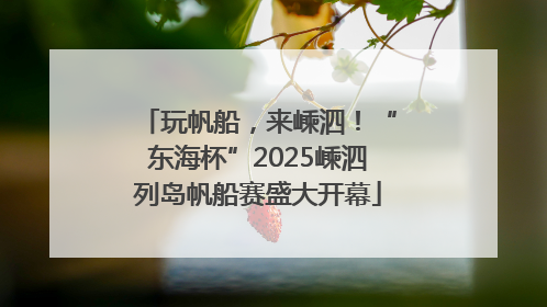 玩帆船，来嵊泗！“东海杯”2025嵊泗列岛帆船赛盛大开幕