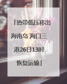 热带低压移出海南岛 海口三港26日13时恢复运输