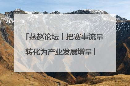 燕赵论坛丨把赛事流量转化为产业发展增量