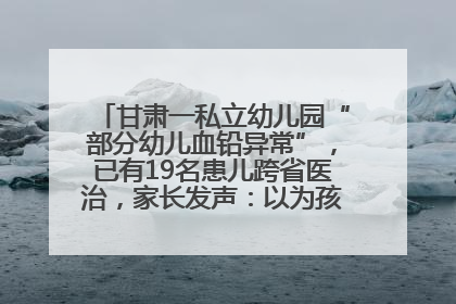 甘肃一私立幼儿园“部分幼儿血铅异常”，已有19名患儿跨省医治，家长发声：以为孩子出问题，没想过会与学校有关
