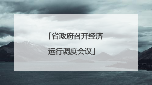 省政府召开经济运行调度会议