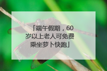 端午假期，60岁以上老人可免费乘坐萝卜快跑