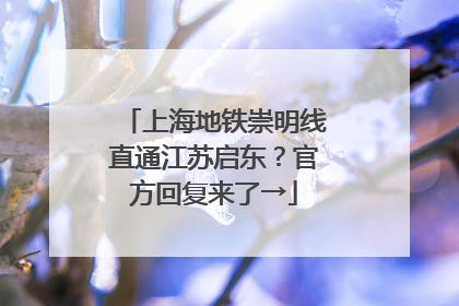 上海地铁崇明线直通江苏启东？官方回复来了→