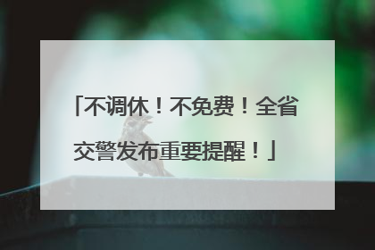 不调休！不免费！全省交警发布重要提醒！