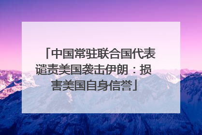 中国常驻联合国代表谴责美国袭击伊朗：损害美国自身信誉