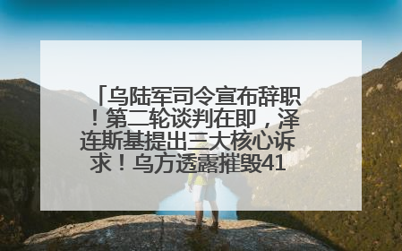 乌陆军司令宣布辞职！第二轮谈判在即，泽连斯基提出三大核心诉求！乌方透露摧毁41架俄战略轰炸机