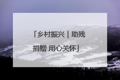 乡村振兴｜助残捐赠 用心关怀