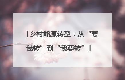 乡村能源转型：从“要我转”到“我要转”