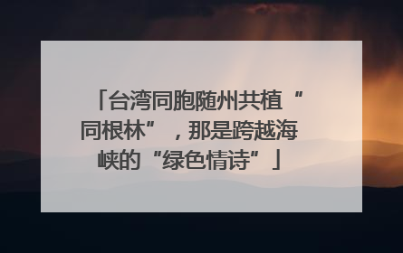 台湾同胞随州共植“同根林”，那是跨越海峡的“绿色情诗”