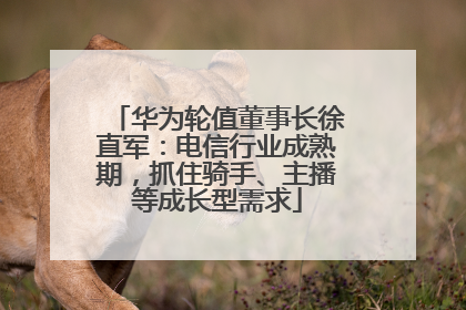 华为轮值董事长徐直军：电信行业成熟期，抓住骑手、主播等成长型需求