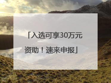 入选可享30万元资助！速来申报