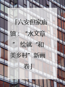 六安但家庙镇：“水文章” 绘就“和美乡村”新画卷
