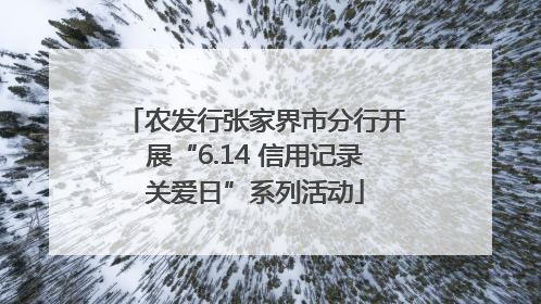 农发行张家界市分行开展“6.14 信用记录关爱日”系列活动