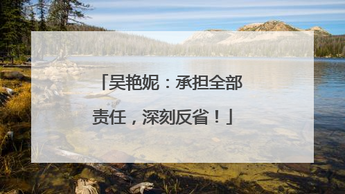 吴艳妮：承担全部责任，深刻反省！