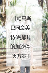 哈马斯已同意美特使提出的加沙停火方案