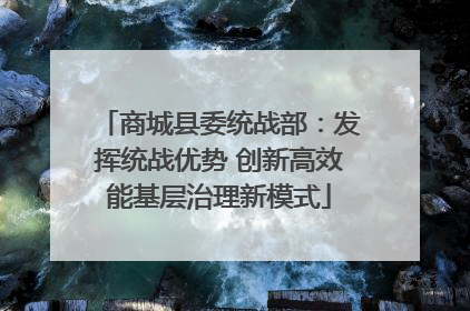 商城县委统战部：发挥统战优势 创新高效能基层治理新模式