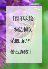 围甲次轮：柯洁憾负范胤 龙华苦吞连败