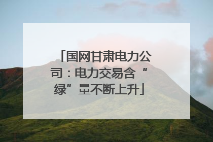 国网甘肃电力公司：电力交易含“绿”量不断上升