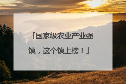 国家级农业产业强镇，这个镇上榜！