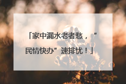 家中漏水老者愁，“民情快办”速排忧！