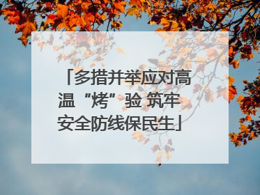 多措并举应对高温“烤”验 筑牢安全防线保民生