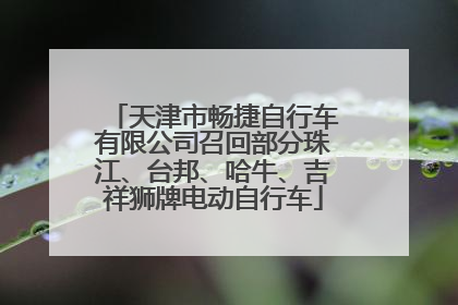天津市畅捷自行车有限公司召回部分珠江、台邦、哈牛、吉祥狮牌电动自行车