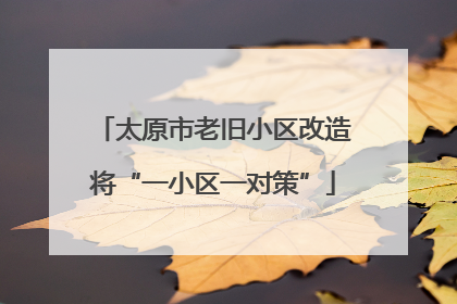 太原市老旧小区改造将“一小区一对策”