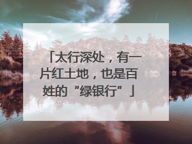 太行深处，有一片红土地，也是百姓的“绿银行”