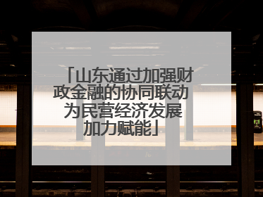 山东通过加强财政金融的协同联动 为民营经济发展加力赋能