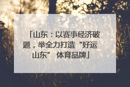山东：以赛事经济破题，举全力打造“好运山东” 体育品牌