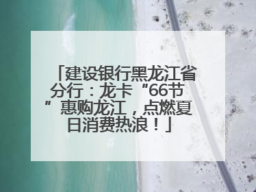 建设银行黑龙江省分行：龙卡“66节”惠购龙江，点燃夏日消费热浪！
