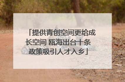 提供青创空间更给成长空间 瓯海出台十条政策吸引人才入乡