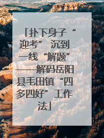 扑下身子“迎考” 沉到一线“解题”——解码岳阳县毛田镇“四多四好”工作法