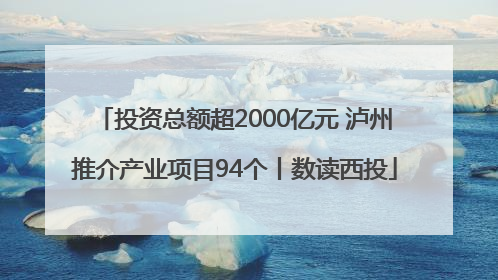 投资总额超2000亿元 泸州推介产业项目94个丨数读西投