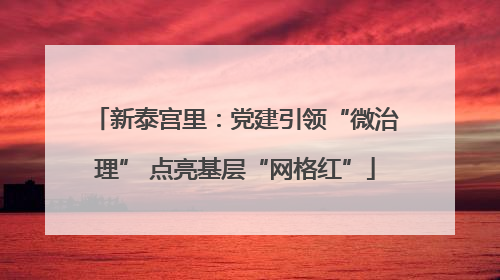 新泰宫里：党建引领“微治理” 点亮基层“网格红”
