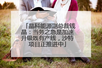 晶科能源副总裁钱晶：当务之急是加速升级既有产线，沙特项目正推进中
