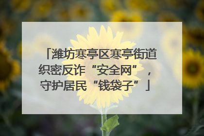 潍坊寒亭区寒亭街道织密反诈“安全网”，守护居民“钱袋子”