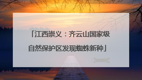 江西崇义：齐云山国家级自然保护区发现蜘蛛新种