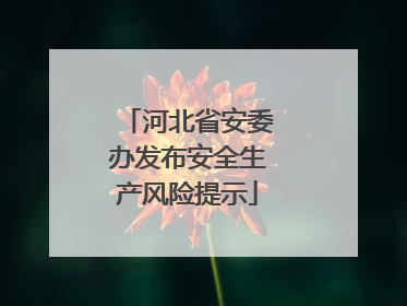 河北省安委办发布安全生产风险提示