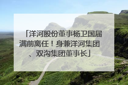 洋河股份董事杨卫国届满前离任！身兼洋河集团、双沟集团董事长