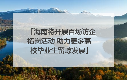 海南将开展百场访企拓岗活动 助力更多高校毕业生留琼发展