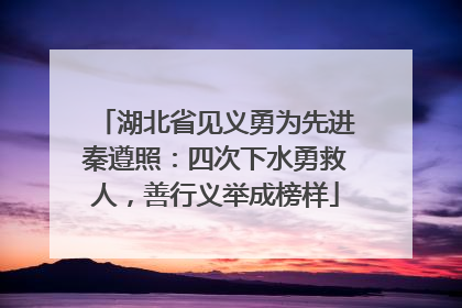 湖北省见义勇为先进秦遵照：四次下水勇救人，善行义举成榜样