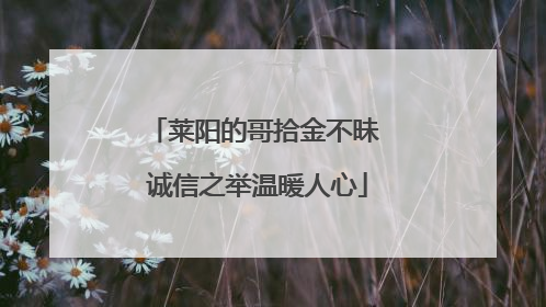 莱阳的哥拾金不昧 诚信之举温暖人心