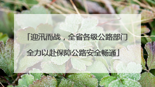 迎汛而战，全省各级公路部门全力以赴保障公路安全畅通