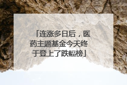 连涨多日后，医药主题基金今天终于登上了跌幅榜