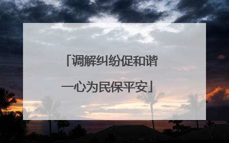 调解纠纷促和谐 一心为民保平安