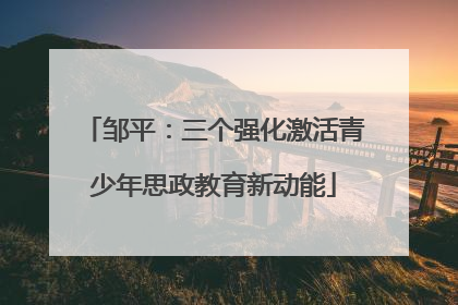 邹平：三个强化激活青少年思政教育新动能