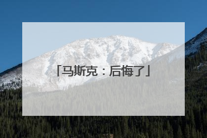 马斯克：后悔了
