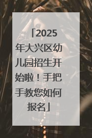 2025年大兴区幼儿园招生开始啦！手把手教您如何报名